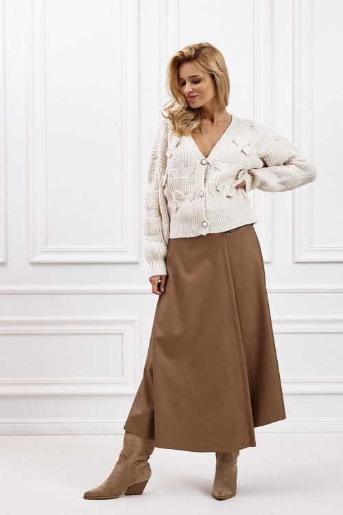 Spódnica damska ze sztucznej skóry camel z klamrami