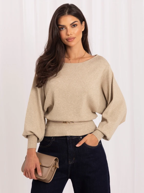 bezowy-sweter-damski-z-paskiem-zlota-klamra-sheyou.jpg