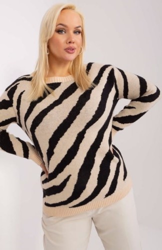Sweter-damski-z-dzianiny-w-modny-zwierzecy-wzor-plus size