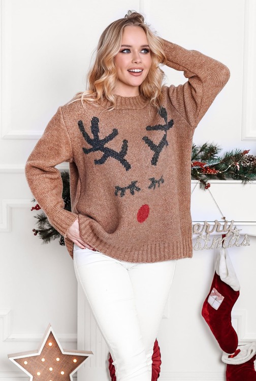 Sweter damski w stylu świątecznym w różnych kolorach polskiej marki