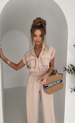 Beżowy komplet damski Agatha Pucci – Oversize, Wiskoza, Nowość SS25 | She&You