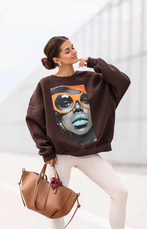 Bluza damska Blue Lips oversize Lara Fashion – Premium komfort i modny nadruk | Jesień–Zima 2025/26