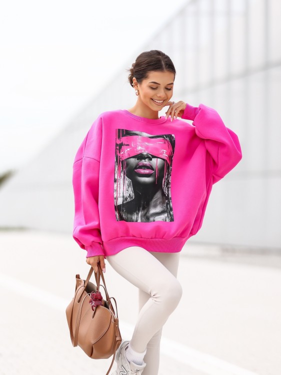 Bluza damska Neon Eyes oversize Lara Fashion – Premium komfort i modny nadruk | Jesień–Zima 2025/26