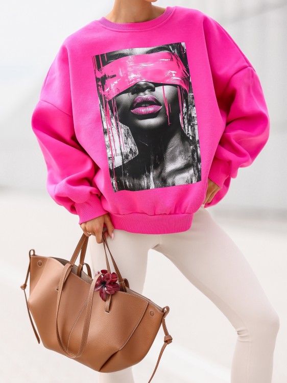 Bluza damska Neon Eyes oversize Lara Fashion – Premium komfort i modny nadruk | Jesień–Zima 2025/26