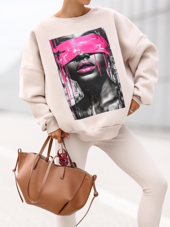 Bluza damska Neon Eyes oversize Lara Fashion – Premium komfort i modny nadruk | Jesień–Zima 2025/26