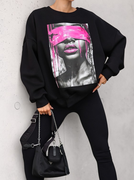 Bluza damska Neon Eyes oversize Lara Fashion – Premium komfort i modny nadruk | Jesień–Zima 2025/26