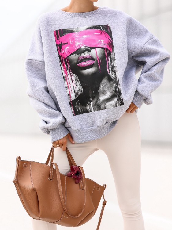 Bluza damska Neon Eyes oversize Lara Fashion – Premium komfort i modny nadruk | Jesień–Zima 2025/26