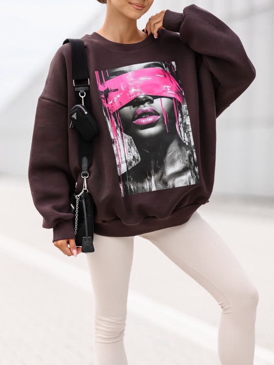 Bluza damska Neon Eyes oversize Lara Fashion – Premium komfort i modny nadruk | Jesień–Zima 2025/26