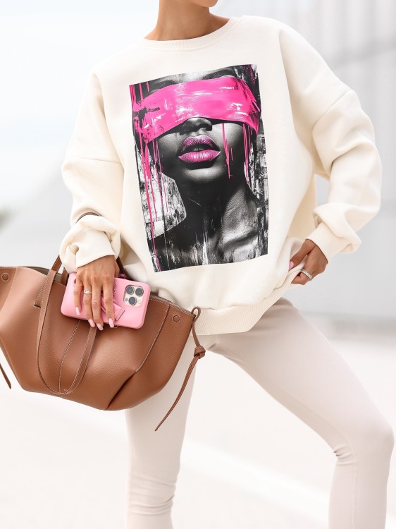 Bluza damska Neon Eyes oversize Lara Fashion – Premium komfort i modny nadruk | Jesień–Zima 2025/26