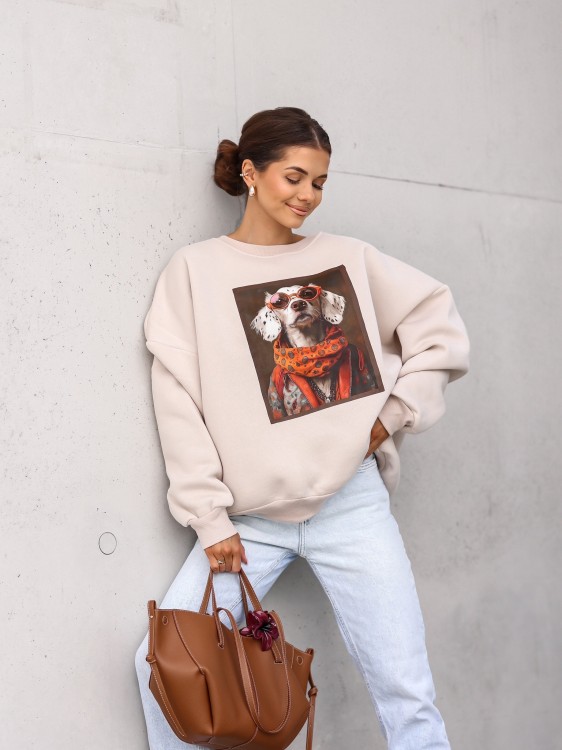 Bluza damska Dalmatyńczyk oversize Lara Fashion – Premium komfort i modny nadruk | Jesień–Zima 2025/26