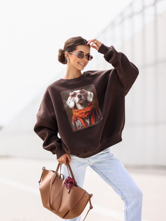 Bluza damska Dalmatyńczyk oversize Lara Fashion – Premium komfort i modny nadruk | Jesień–Zima 2025/26