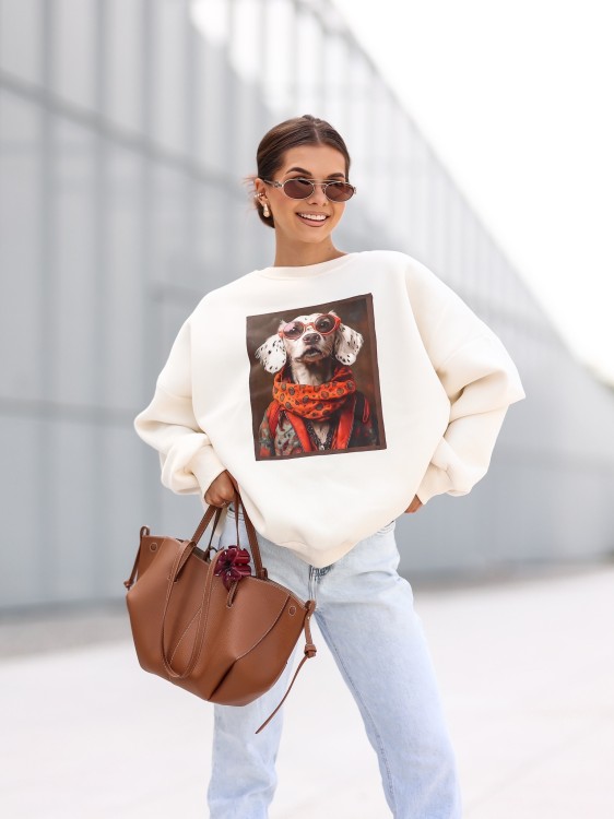 Bluza damska Dalmatyńczyk oversize Lara Fashion – Premium komfort i modny nadruk | Jesień–Zima 2025/26