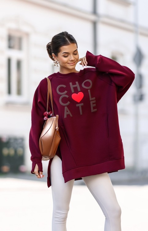 Bluza damska CHOCOLATE oversize Lara Fashion – nowa kolekcja jesień–zima 2025/26