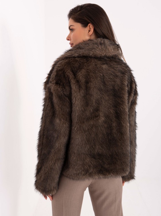 Futrzana kurtka damska ciemny beż She&You – francuski styl, uniwersalny rozmiar