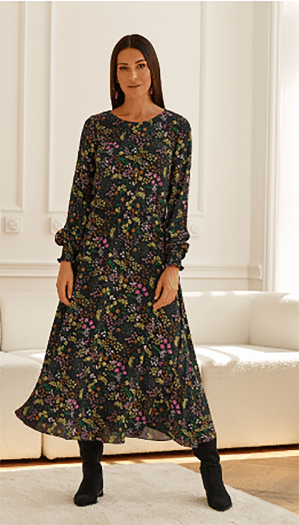 Sukienka midi w print kwiatowy Ezuri