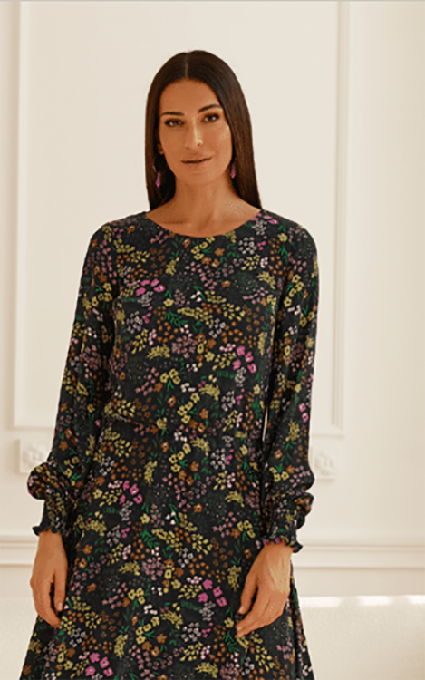 Sukienka midi w print kwiatowy Ezuri