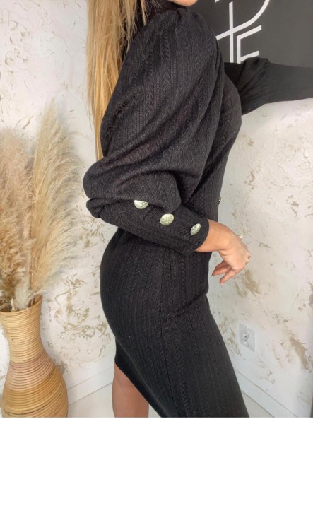 Sukienka damska dzianinowa z bufiastymi rękawami Paparazzi Fashion